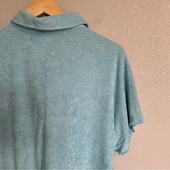 Andie Swim Coverup Size Large Blue Terrycloth Cropped Button Up Shirt NWT - Picture 8 of 15